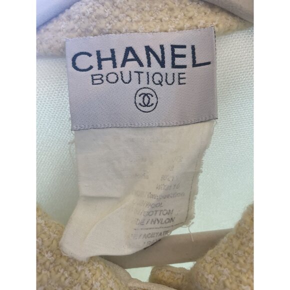 Chanel Womens Ivory Wool & Cotton Textured Button-Up Blazer Jacket Size M - Picture 14 of 16